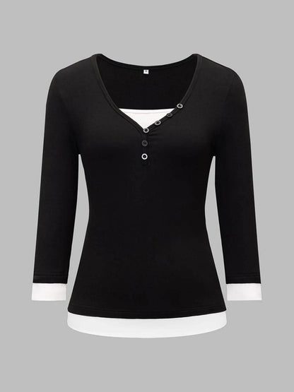 Contrast Trim Long Sleeve T-Shirt Trendsi 1cf012926b8a4a2cacde66e9b592dd66-Max-Origin