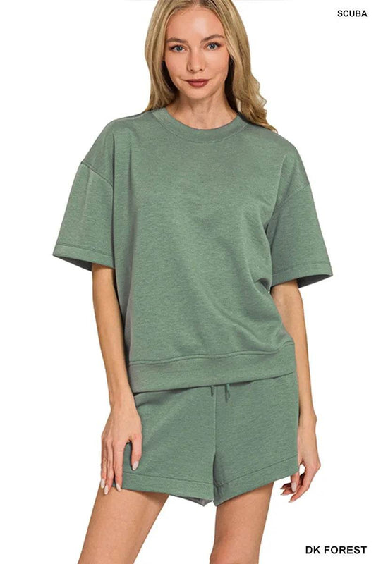Zenana Scuba Short Sleeve Top & Shorts Set DK FOREST Trendsi 1cfbe95cb20d4766993b6508e53b6871-Max-Origin