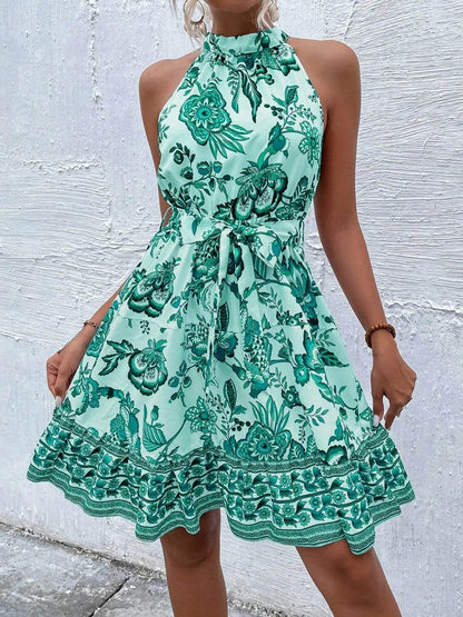 Floral Halter Neck Summer Dress with Belt Trendsi 1cfc21b4-c52f-4a85-854d-ebcf47b0d914-Max-Origin