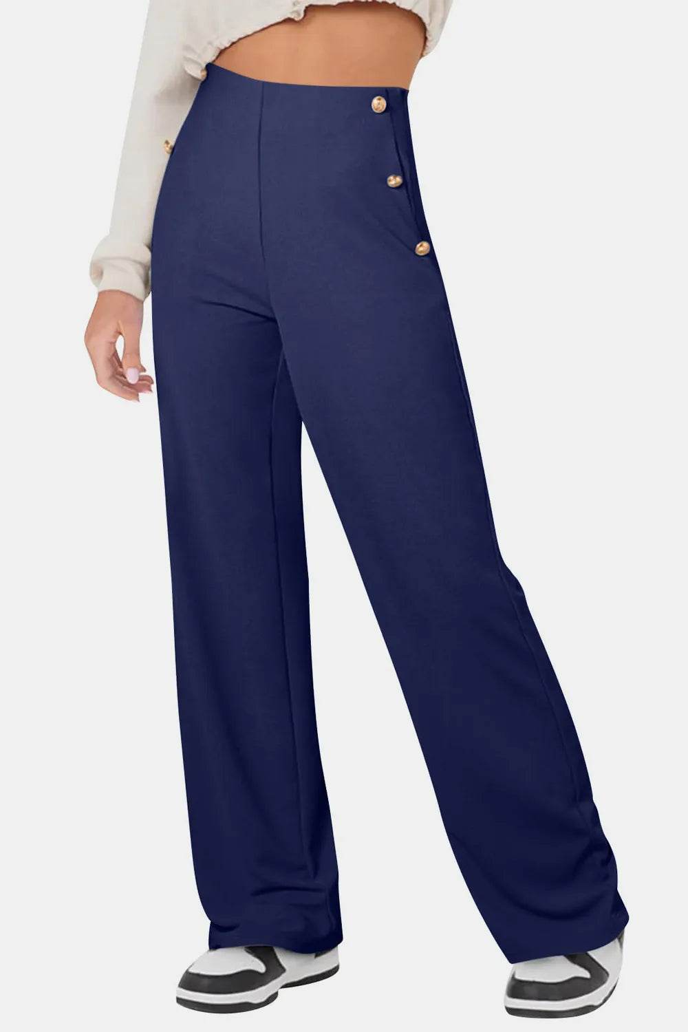 Decorative Button High Rise Pants Navy Trendsi 1d33c1af-5dd7-46a6-904c-b3298ba7bef6-Max