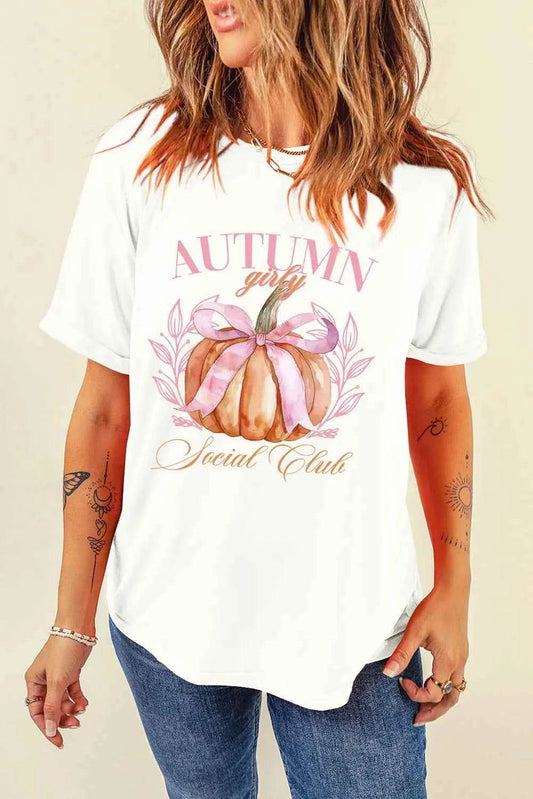 Pumpkin Graphic Round Neck Short Sleeve T-Shirt White Trendsi 1d4b0f2f-239c-479f-91a1-fa00b7ae5c43-Max