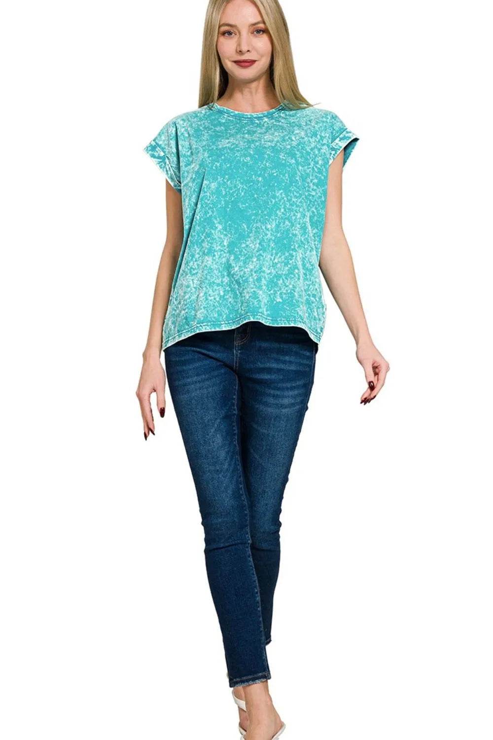 Zenana Crinkle Washed Round Neck Folded Short Sleeve Tee Trendsi 1d5eb635-d184-421c-9350-67cf7fb77b12-Max-Origin