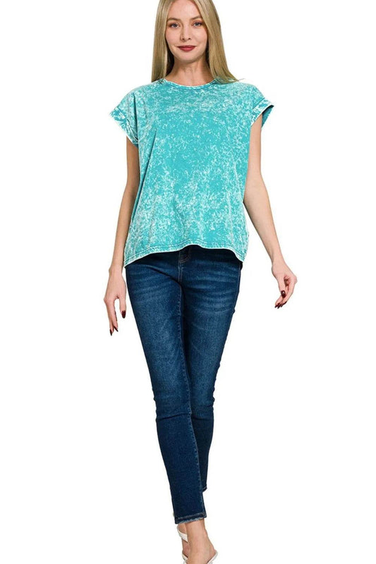 Zenana Crinkle Washed Round Neck Folded Short Sleeve Tee Trendsi 1d5eb635-d184-421c-9350-67cf7fb77b12-Max-Origin