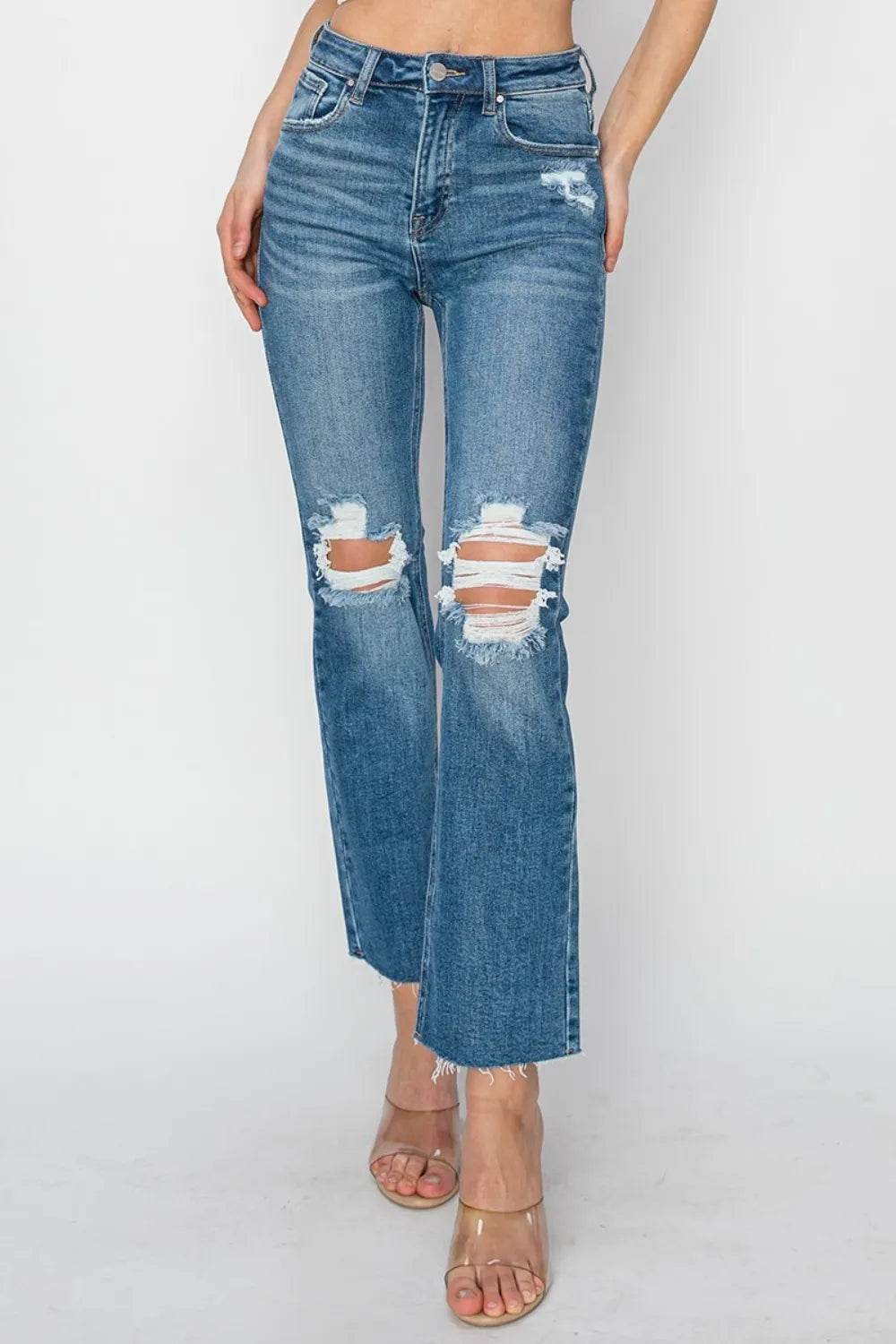 RISEN High Rise Distressed Ankle Jeans Trendsi 1d6e0cac-605c-4df8-a1a9-0844ecac3d80-Max