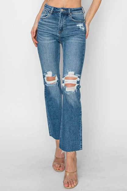 RISEN High Rise Distressed Ankle Jeans Trendsi 1d6e0cac-605c-4df8-a1a9-0844ecac3d80-Max