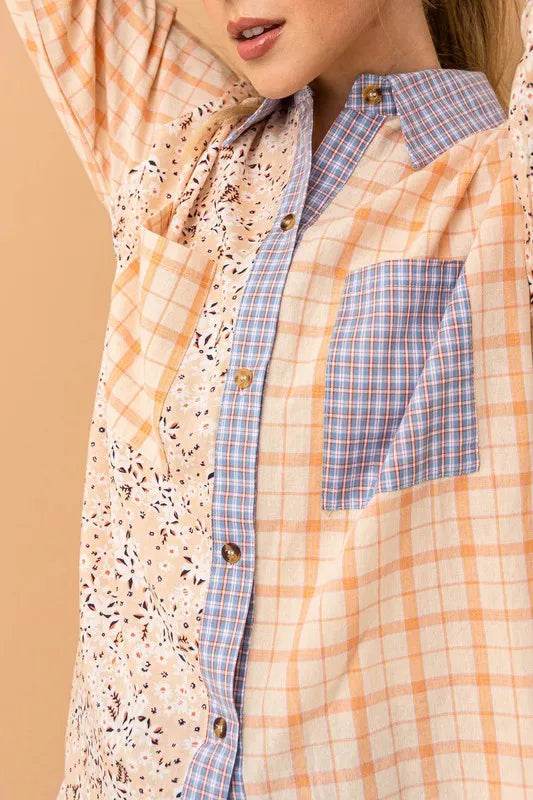 And The Why Floral and Plaid Color Block Shirts with Pocket Trendsi 1d75934af8a44658a8ee6e9278384edf-Max-Origin