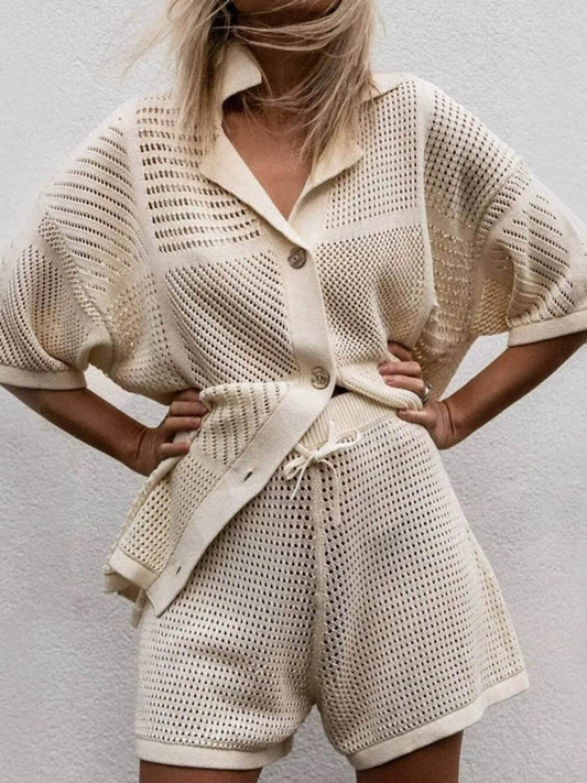 Crochet Button Up Top and Shorts Set Apricot Trendsi 1d8853427dc24ed98c6ace030b18535d-Max-Origin