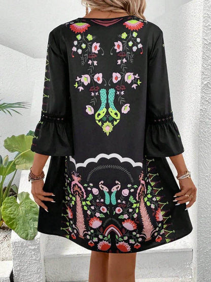 Lace Detail Printed Three-Quarter Sleeve Dress Trendsi 1deddf8c-a4c1-4f88-a4e8-5f9c8e90929b-Max