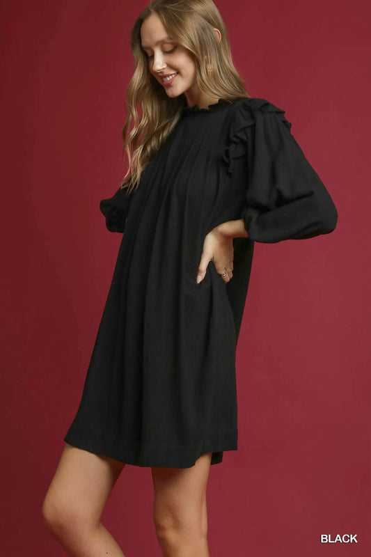 Umgee Linen Ruffle Shoulder Pleated Babydoll Dress Trendsi 1df5faaf-cdf3-4b18-950b-8ef9e55c89e8-Max-Origin
