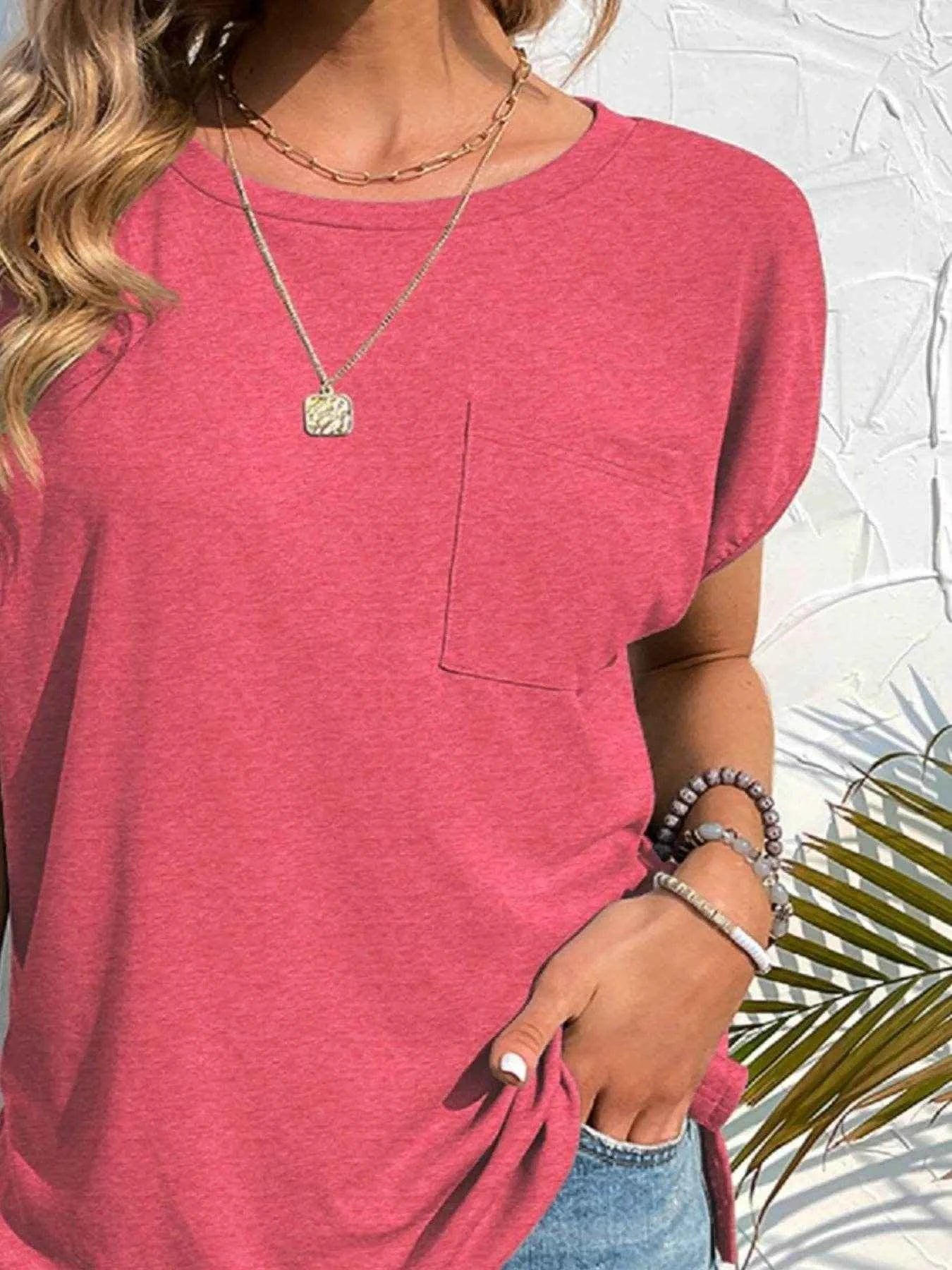 Side Slit Round Neck T-Shirt Trendsi 1e174483-2ceb-4275-9e46-8a5f448c83da-Max-Origin