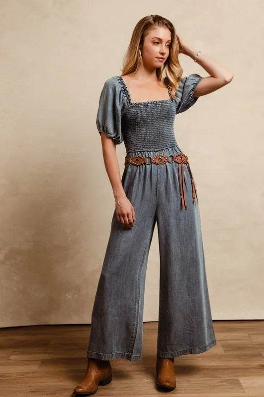 BiBi Smocked Washed Puff Sleeve Square Neck Denim Jumpsuit Trendsi 1e1a2a39-9714-4ebe-9a3b-85222628f0ed-Max-Origin