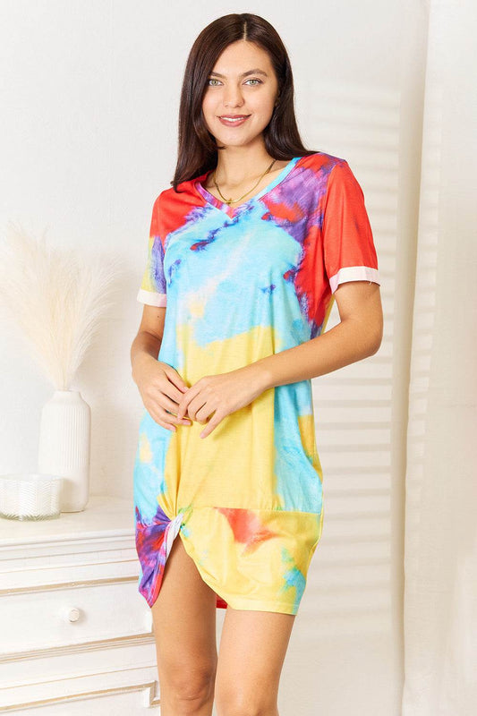 Shiny Tie-Dye V-Neck Twisted Dress Multicolor Trendsi 1e5b9e57f13d472f8bbabc69c6c84d54-Max