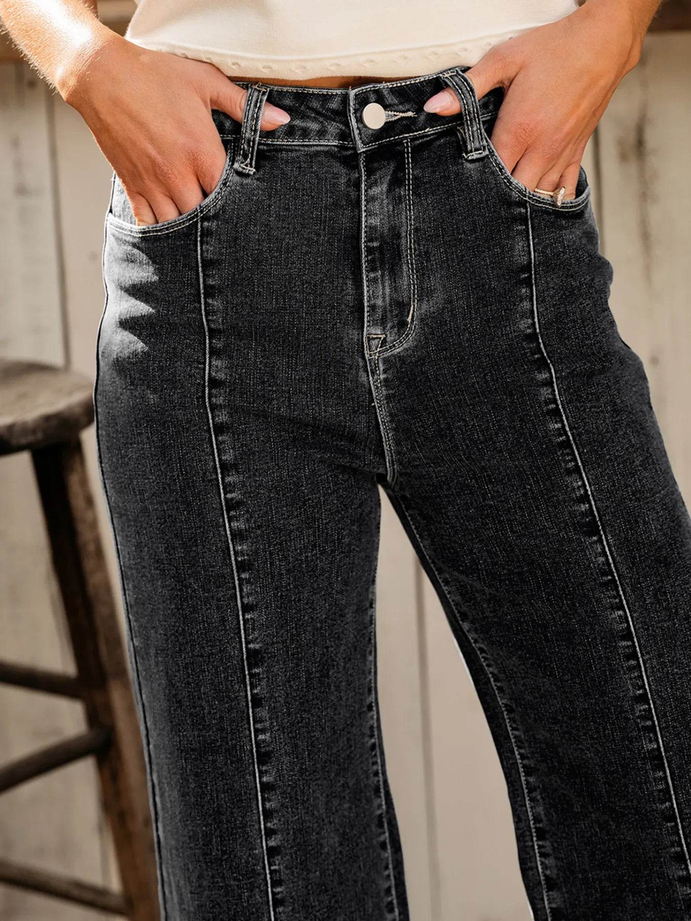 Seam Detail Flared Bottom Ankle Length Jeans Trendsi 1e908c24591241e08fdd06ad67f1500a-Max-Origin