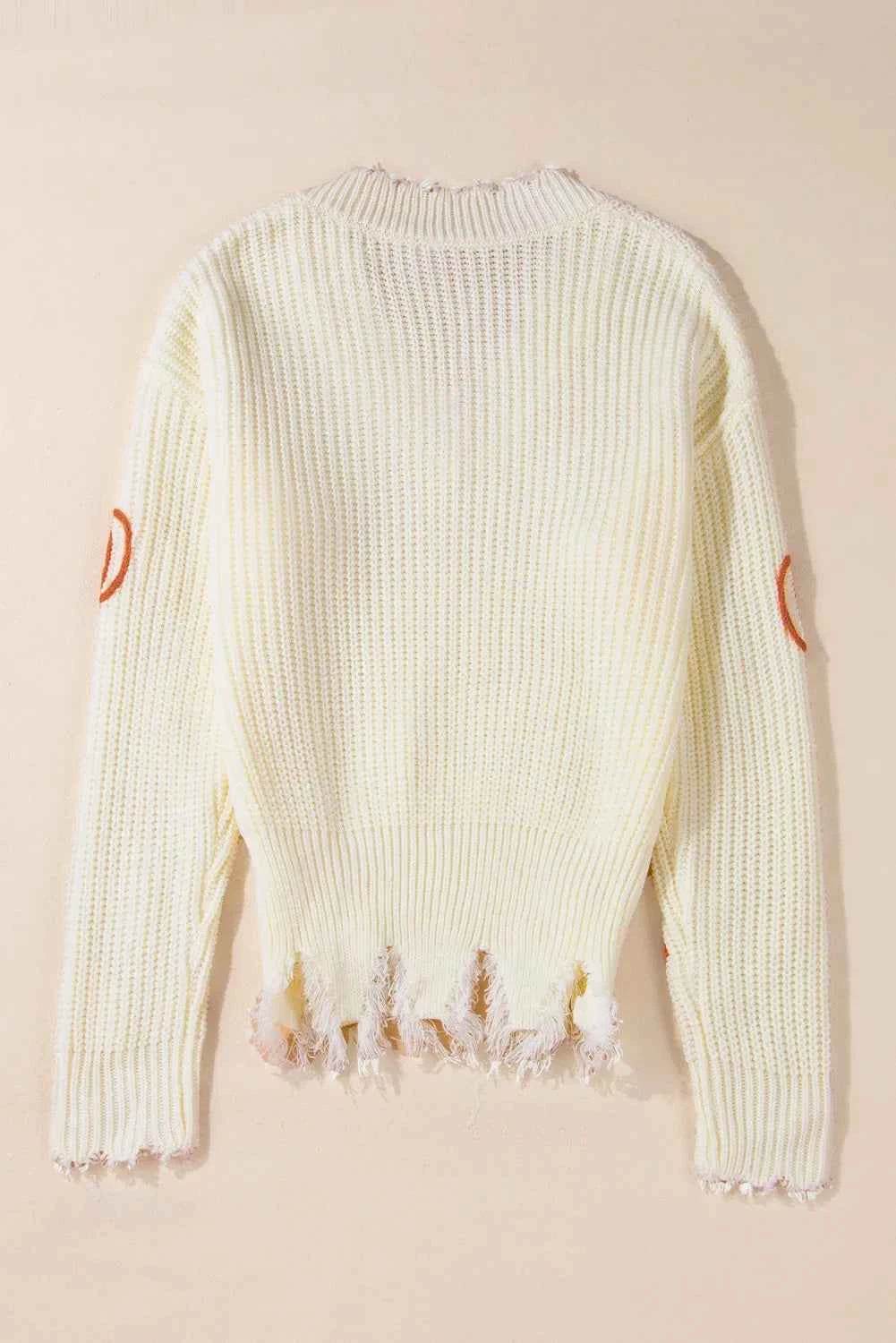 Raw Hem Pumpkin V-Neck Long Sleeve Sweater Trendsi 1ea2954a-6661-4cb6-93bd-9af38cdef9e2-Max