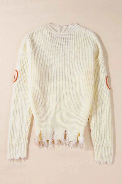 Raw Hem Pumpkin V-Neck Long Sleeve Sweater Trendsi 1ea2954a-6661-4cb6-93bd-9af38cdef9e2-Max