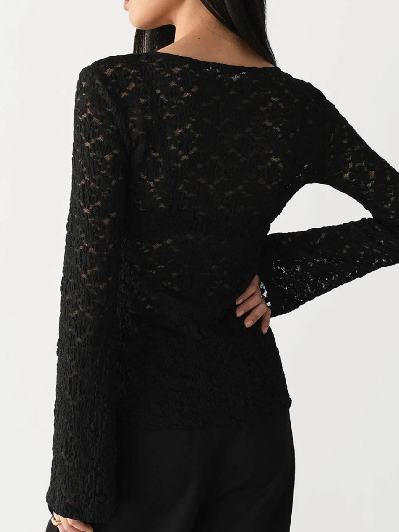 Lace V-Neck Flare Sleeve T-Shirt Trendsi 1ed0ec71-a3b7-4a71-a661-9a3032b2e7cb-Max-Origin