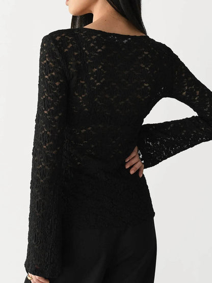Lace V-Neck Flare Sleeve T-Shirt Trendsi 1ed0ec71-a3b7-4a71-a661-9a3032b2e7cb-Max-Origin