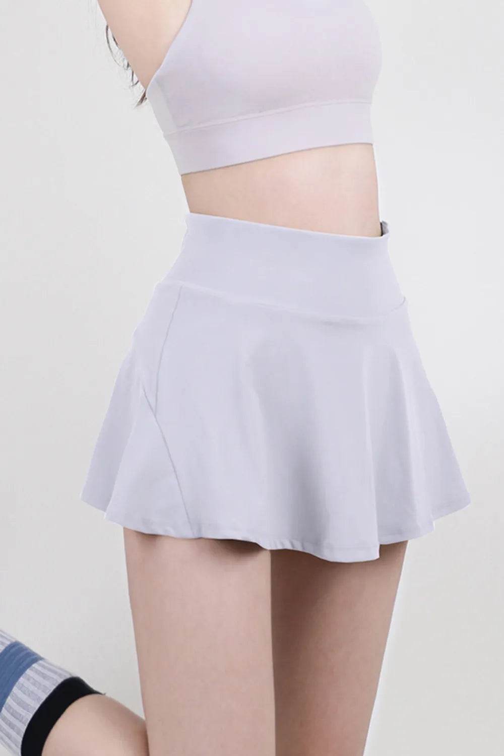 High Waist Pleated Active Skirt White Trendsi 1f1f3bf3-396f-4131-a623-ec26b55084a0-Max