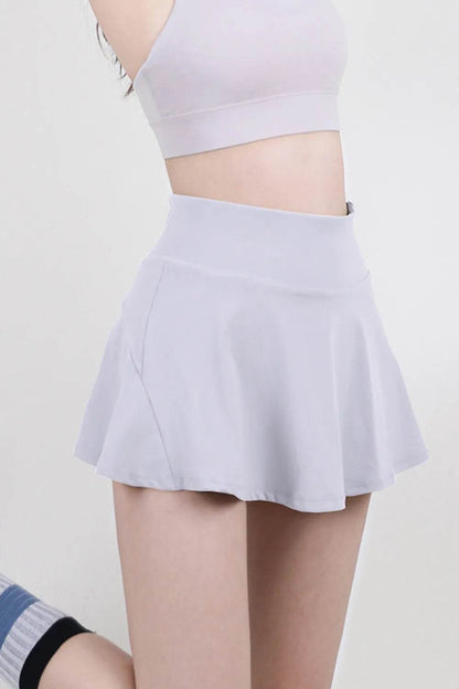 High Waist Pleated Active Skirt White Trendsi 1f1f3bf3-396f-4131-a623-ec26b55084a0-Max