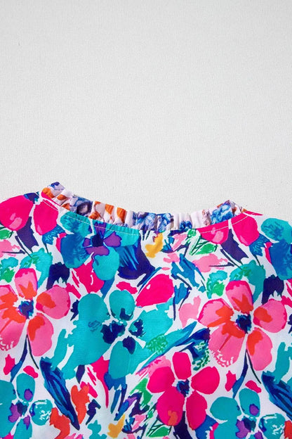 Mixed Floral Print Tie Neck Short Sleeve Dress Trendsi 1f2c6c4e-b6f3-457f-99fe-f58a057dd0ba-Max