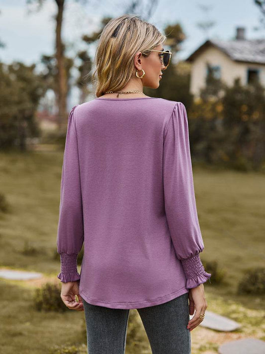 Puff Sleeve Pleated Blouse Trendsi 1f31ad6b3b124312b652fdc8599d92fa-Max