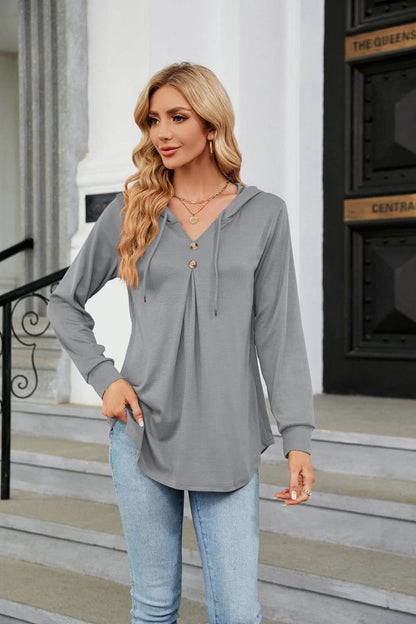 Long Sleeve Hooded Blouse Light Gray Trendsi 1f7f4626d2b145c4816132c8d997eb4c-Max