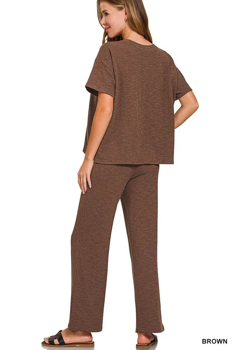 Zenana Slub Short Sleeve T-Shirt and Pants Set Trendsi 1ffe7960ada34a729fa7ebc6b7199dee-Max-Origin