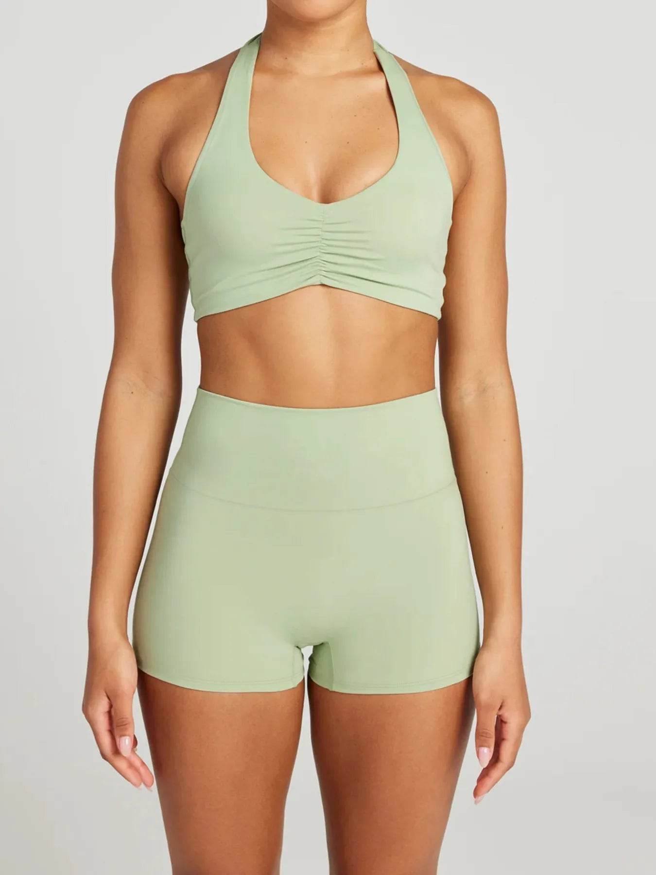 Halter Neck Cami and Shorts Active Set Light Green Trendsi 201ad597ff0f4cf08554b76d3c803d55-Max-Origin