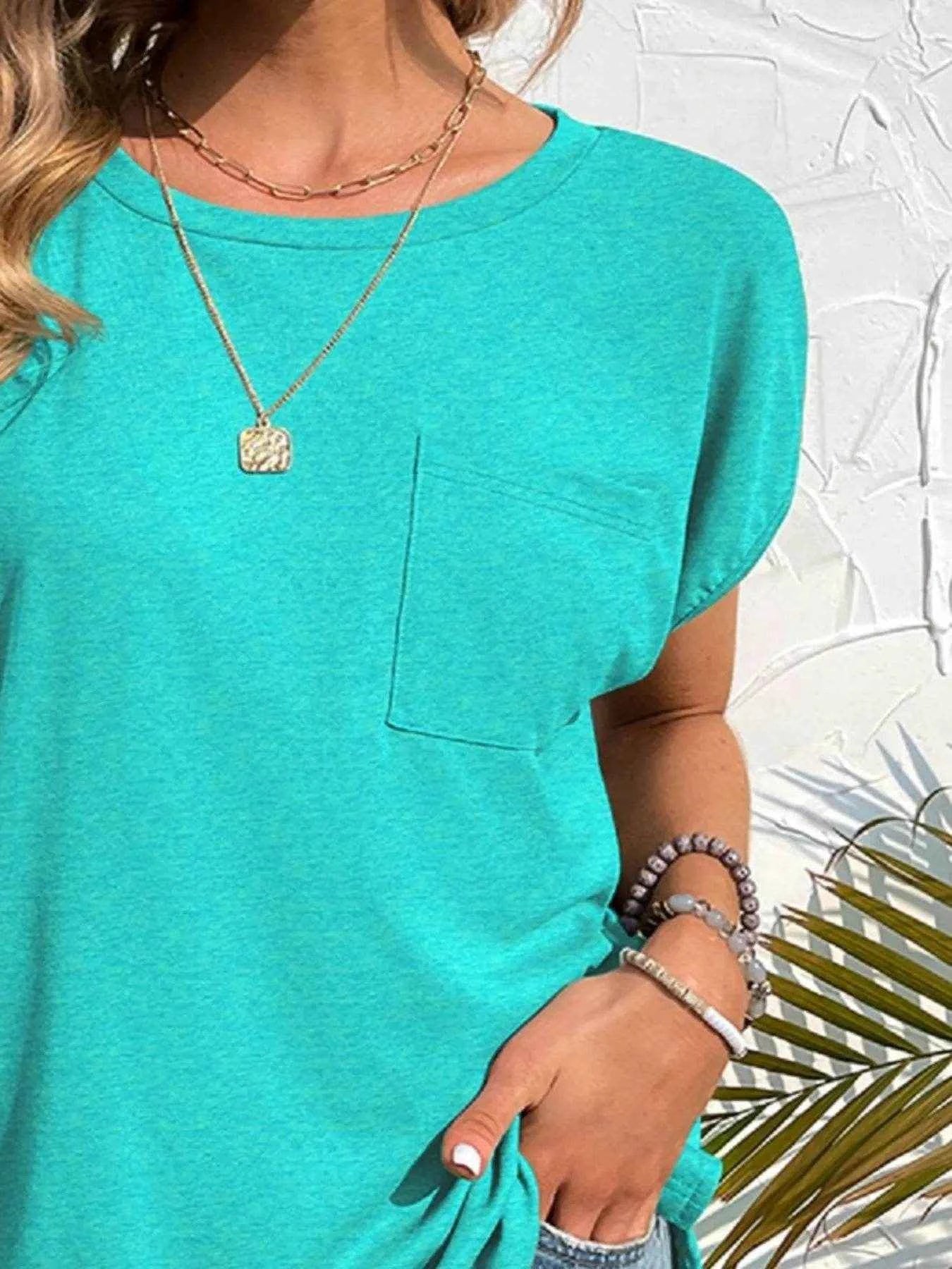 Side Slit Round Neck T-Shirt Trendsi 2032dd60-473f-4039-b4e0-88784e7e6058-Max-Origin