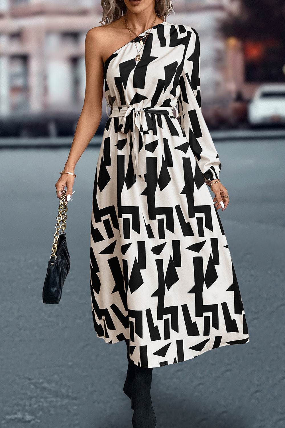 Printed One-Shoulder Tie Waist Dress Trendsi 203cbe8d9c5e4f168716889d93e0ef5a-Max