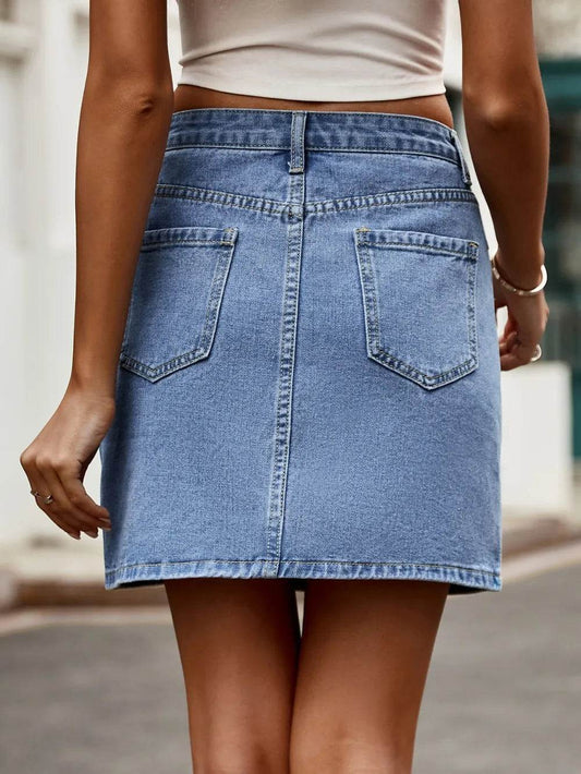 Pocketed High Waist Denim Skirt Trendsi 205dd716-53b5-43b7-a25b-36a20b53b4d5-Max