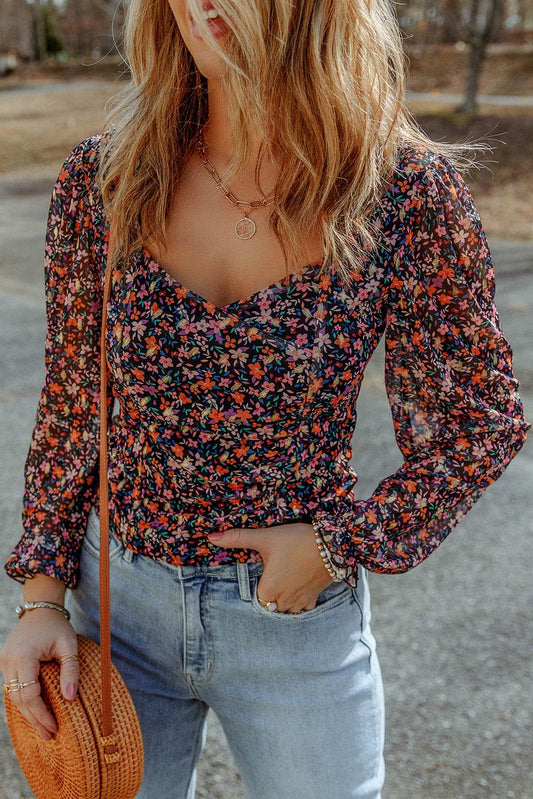 Floral Long Flounce Sleeve Blouse Floral Trendsi 206280bb546441fab5233c74faedf5ff-Max
