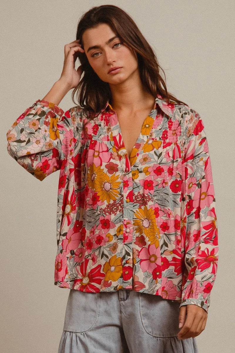 BiBi Woven Floral Printed Shirt Top Trendsi 209a7d5581e44d189254611d976e138f-Max-Origin