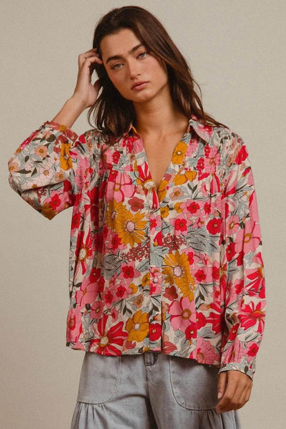 BiBi Woven Floral Printed Shirt Top Trendsi 209a7d5581e44d189254611d976e138f-Max-Origin