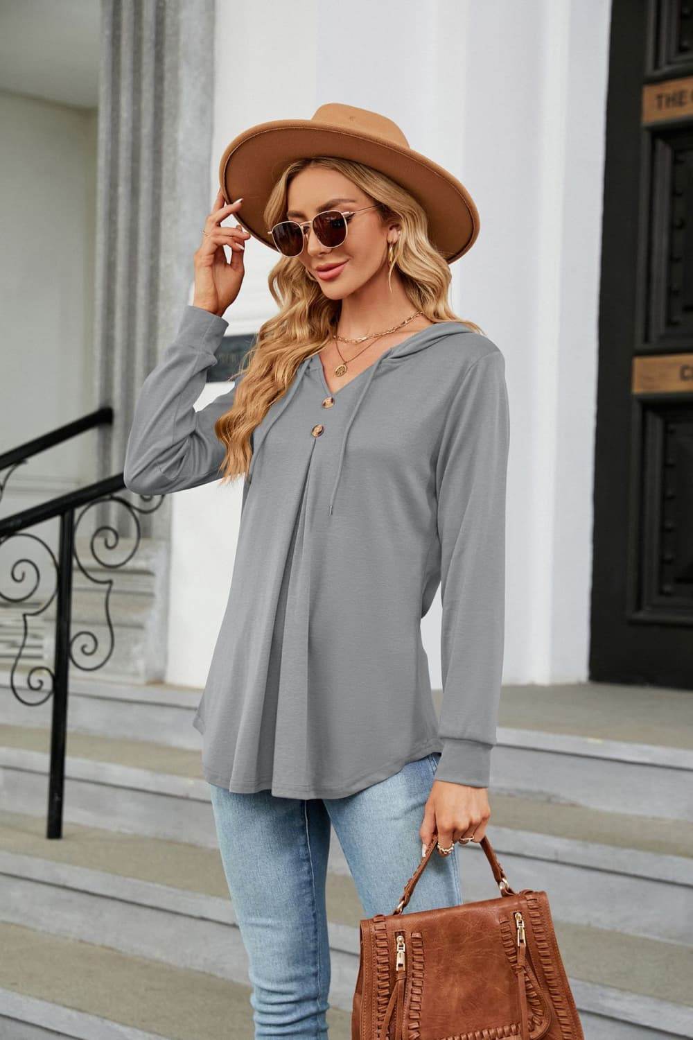 Long Sleeve Hooded Blouse Trendsi 20c269a1a2de46fba3d01f69b154ba0c-Max