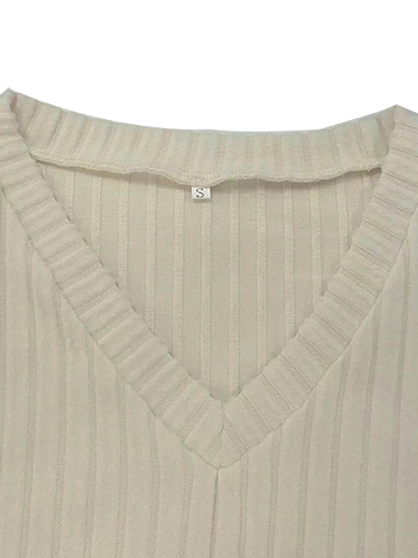 Ribbed Knit V-Neck Top and Pants Lounge Set Trendsi 20d19d1ce9a945708d0cfa425bd8886b-Max-Origin