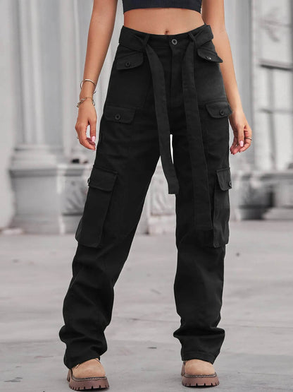 High-Waisted Multi-Pocket Cargo Jeans Black Trendsi 21001e8481574781a2c373b79407f588-Max-Origin