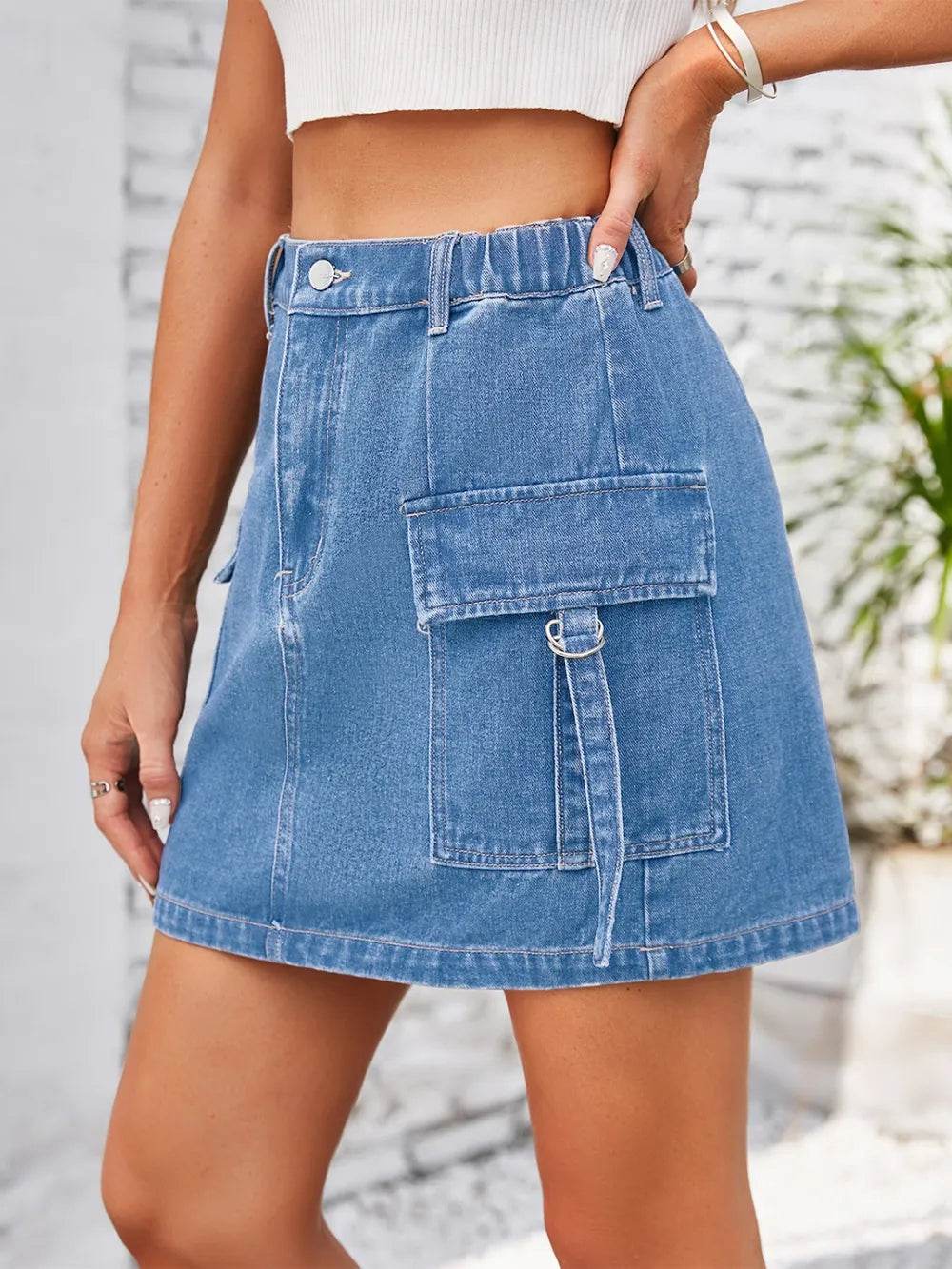 Pocketed Buttoned Denim Skirt Trendsi 212e02f7-e878-42d4-aee9-452a2ce78a06-Max