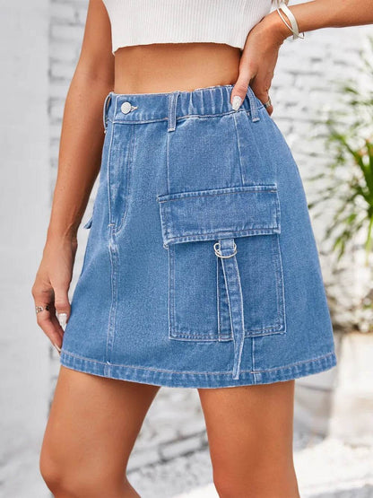 Pocketed Buttoned Denim Skirt Trendsi 212e02f7-e878-42d4-aee9-452a2ce78a06-Max