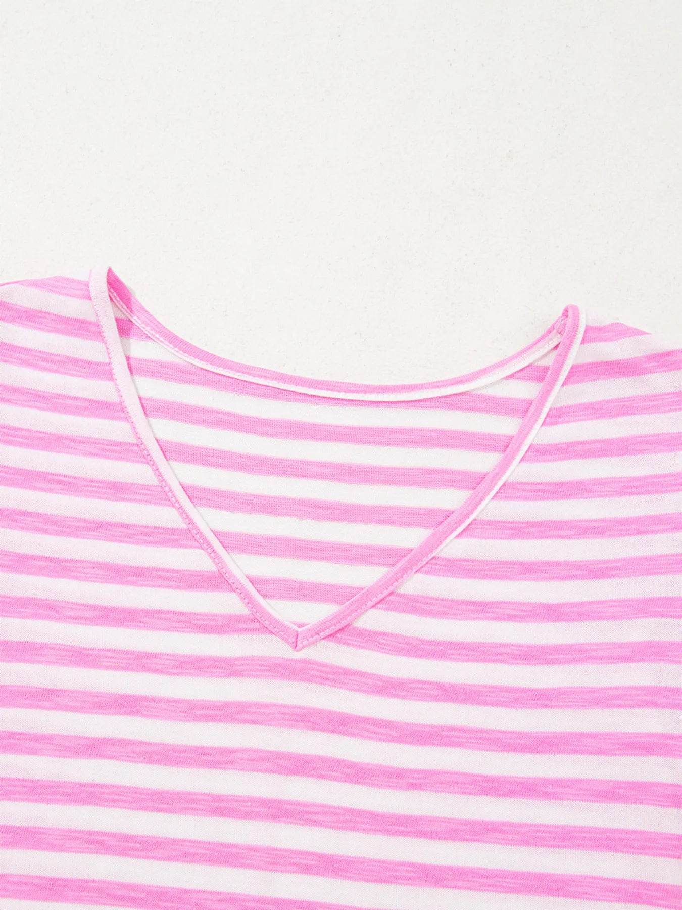 Striped V-Neck T-Shirt Trendsi 21377b0cd0a94434aaeaead618338fa3-Max-Origin