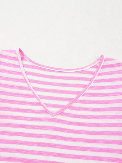Striped V-Neck T-Shirt Trendsi 21377b0cd0a94434aaeaead618338fa3-Max-Origin