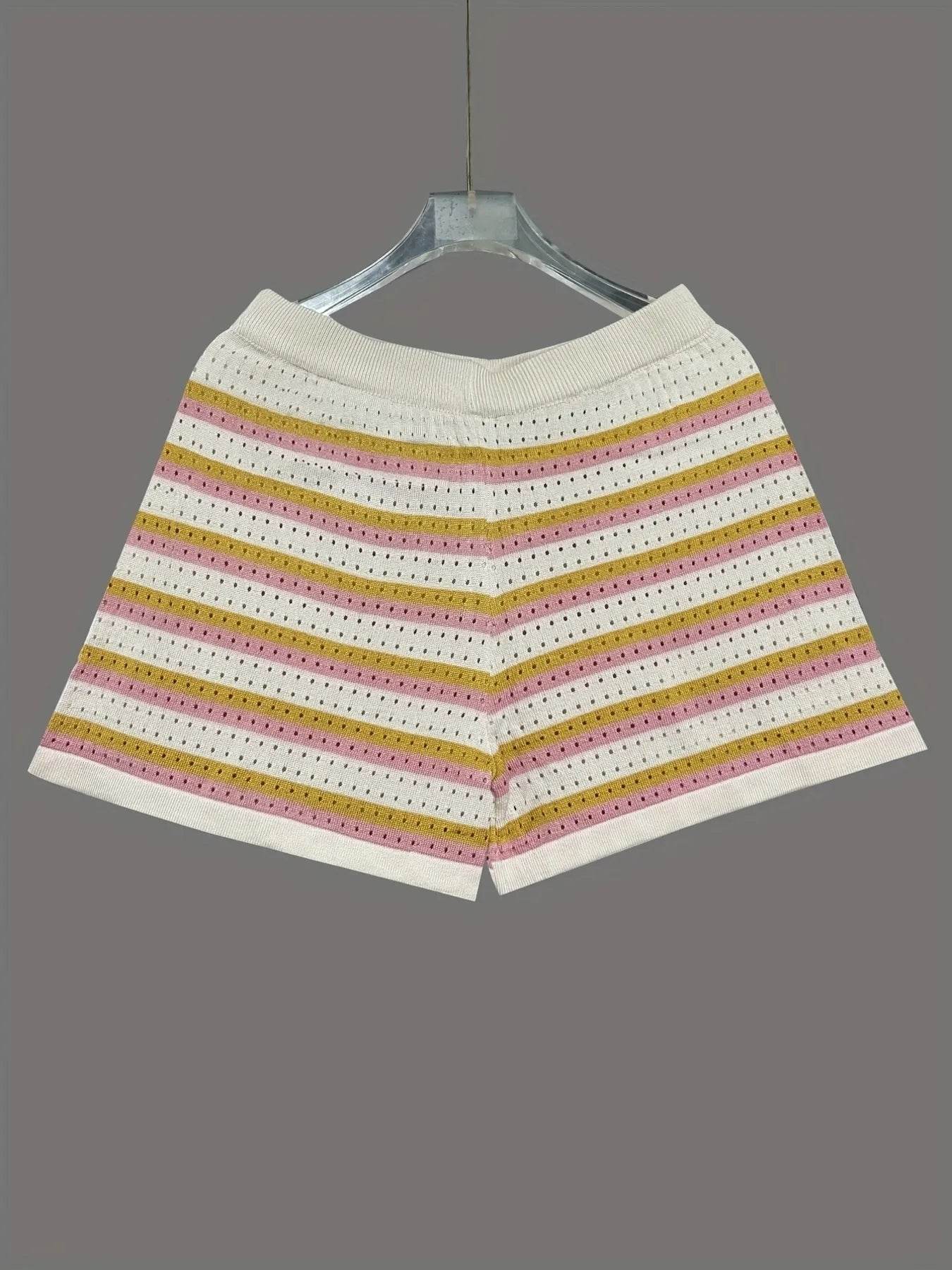 Colorful Striped Button Up Top and Shorts Sweater Set Trendsi 2189b218ea6548858be60fb9d246aa0b-Max-Origin