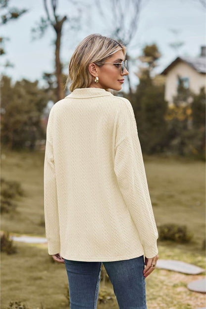 Collared Neck Cable-Knit Long Sleeve Blouse Trendsi 21bc73a207d641a9a182ca5bb9661989-Max
