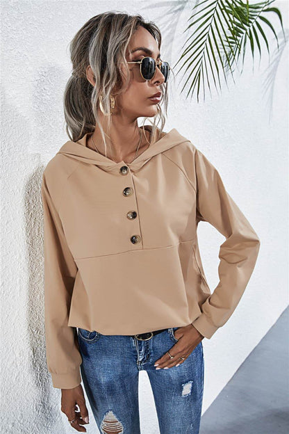 Buttoned Raglan Sleeve Hooded Blouse Trendsi 21c52575816a4c6d8a6b33f30928d515-Max