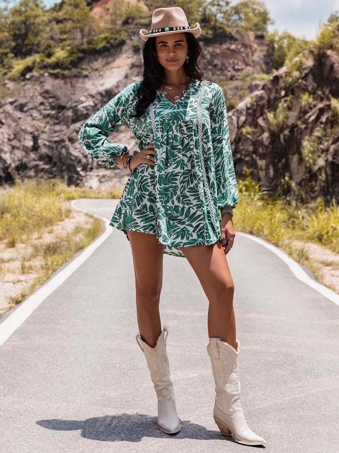 Long Sleeve V-Neck Mini Dress Trendsi 21dd261f91fd4b0087d5e357e2f721ea-Max
