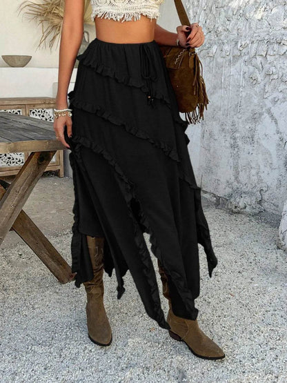 Devine Slit Drawstring Ruffled Skirt Trendsi 221d2729-2504-4129-9cc5-e03c6d915d1f-Max