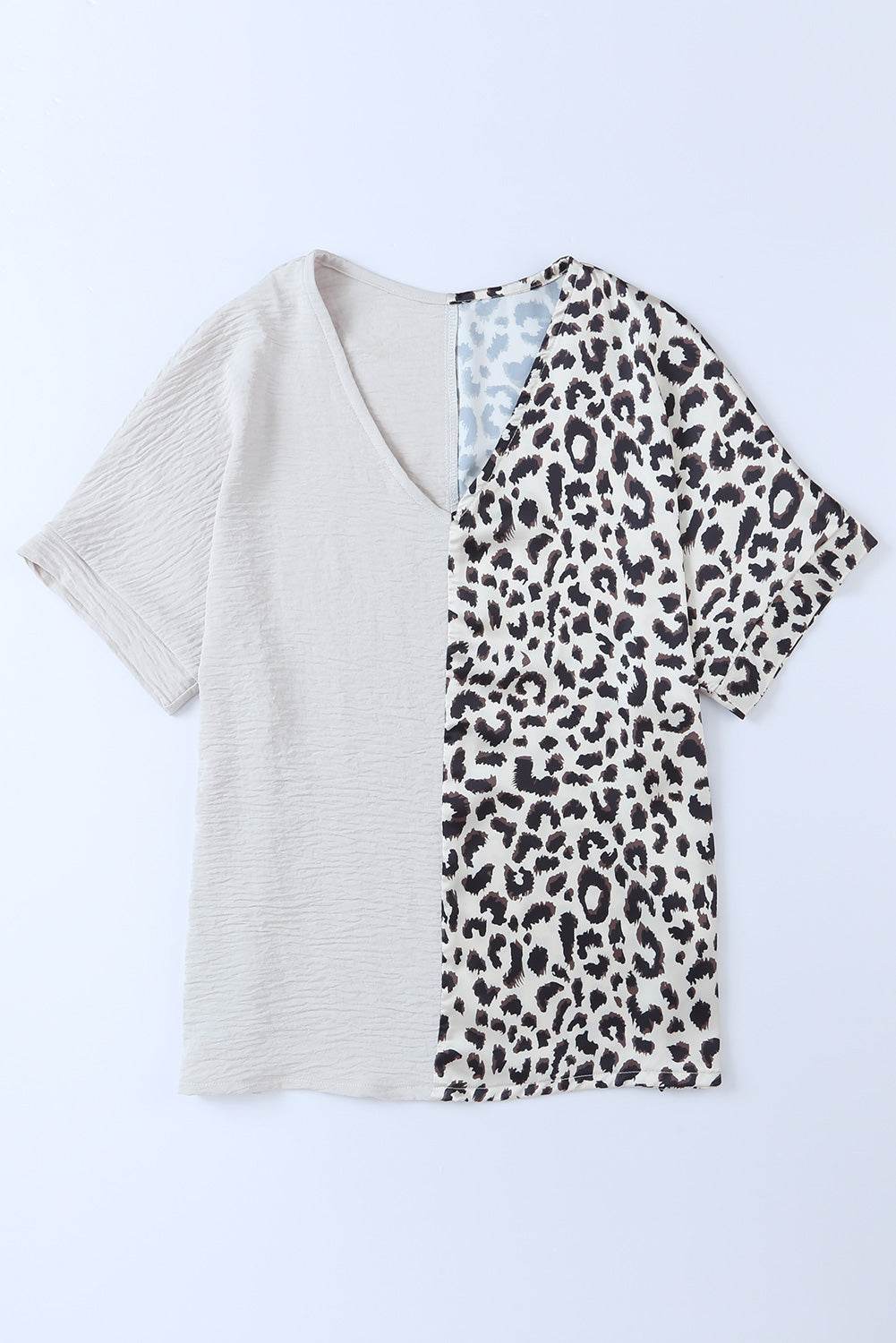 Leopard Color Block V-Neck Blouse Trendsi 222489f6b405412998b9fcbb28cc5a22-Max