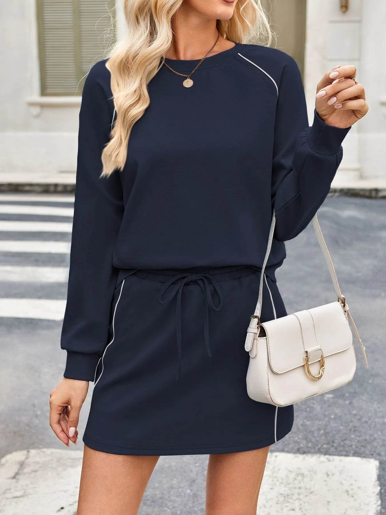 Round Neck Raglan Sleeve Top and Skort Set Trendsi 223ae64bcbc1497c8ac7d01c5690763a-Max-Origin