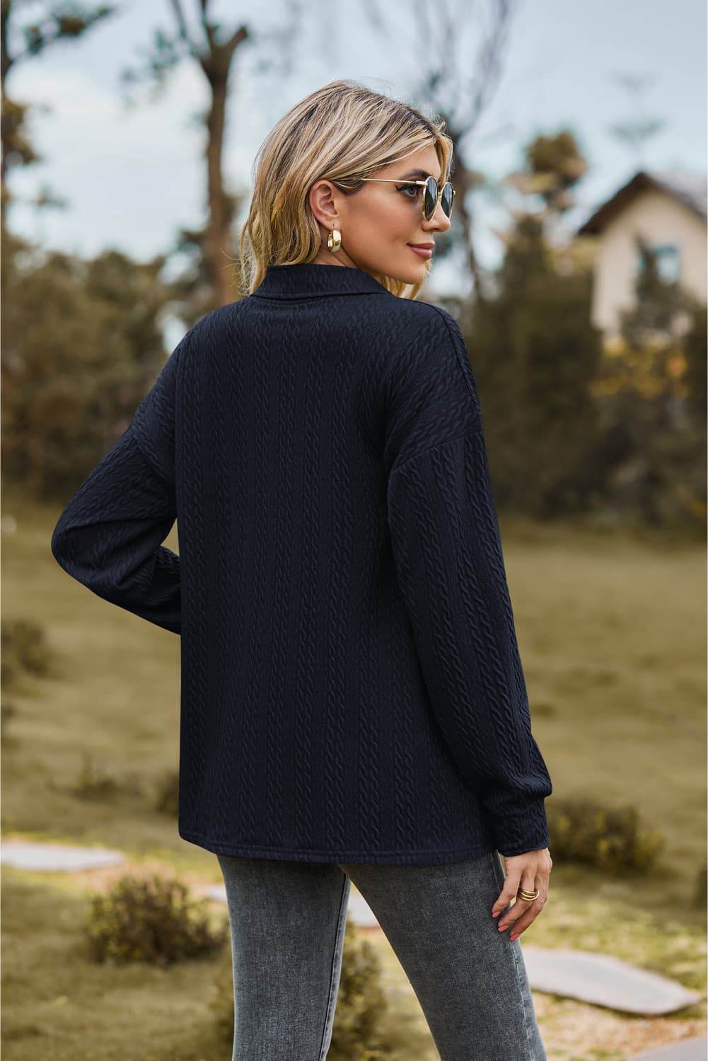 Collared Neck Long Sleeve Blouse Trendsi 224ac15cde80409692c4a18446064dce-Max