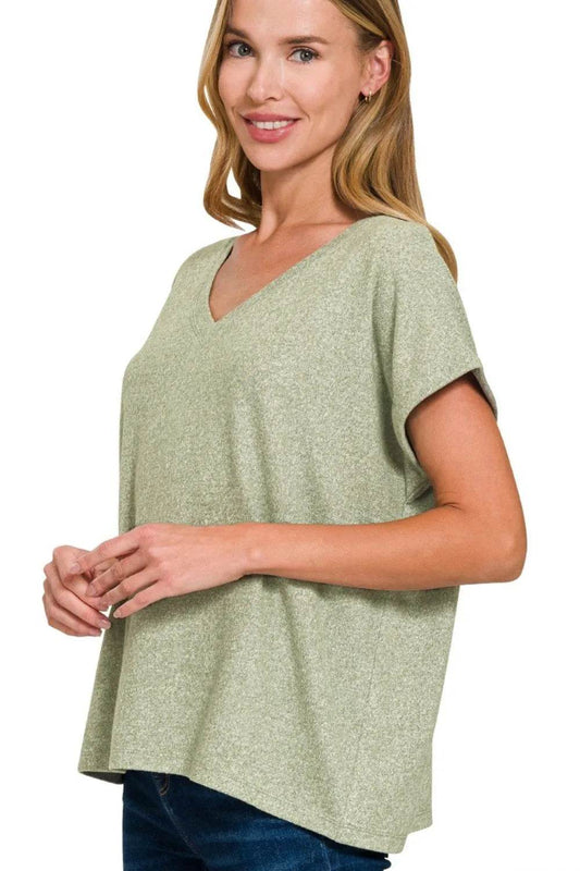 Zenana Soft Melange Hacci V-neck Tee Trendsi 2277b0ff-3ec9-4da0-a48d-e30fef53f84c-Max-Origin